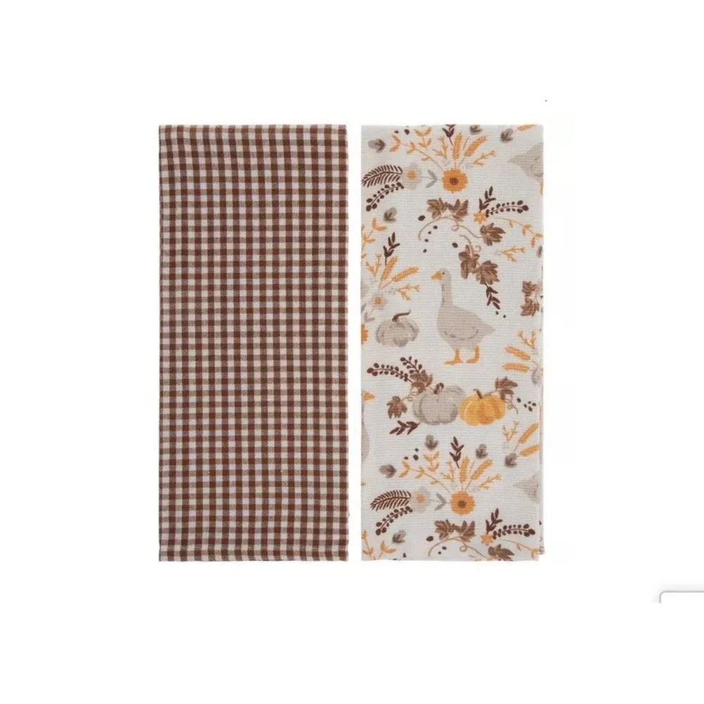 Goose & Gingham Thanks Giving Kitchen Towels New